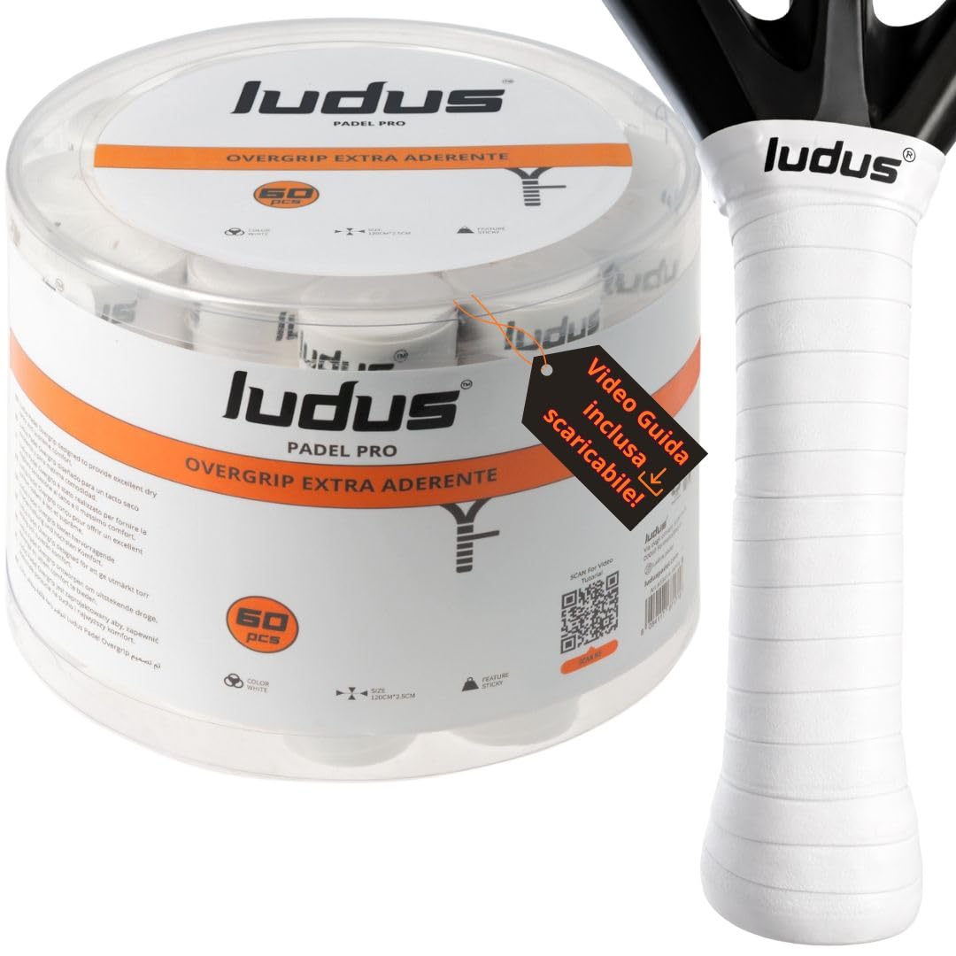 Ludus™ Overgrip Professionale Padel Extra Grip Appiccicoso | Impugnatura Antiscivolo e Assorbe Sudore | Set 4-6-12-30-60 Pezzi | Migliora Presa e Comfort per Racchette Padel Tennis