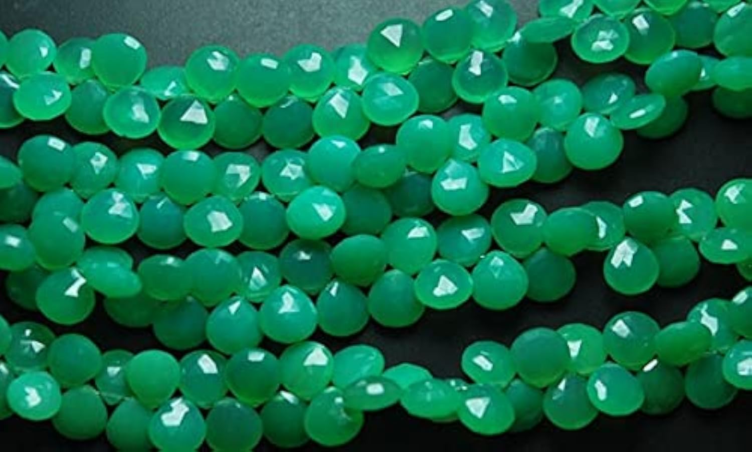 Chrysoprase verte calcédoine cœur briolette facetté 10mm pour fil fabrication bijou