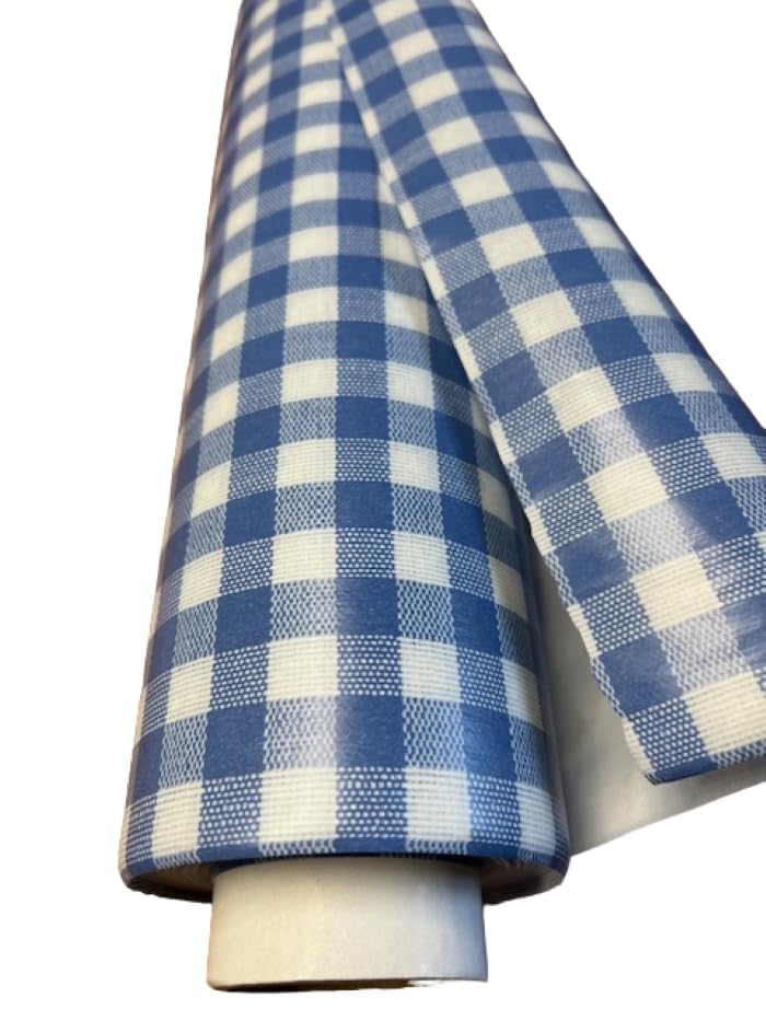 generique creadetex.com Nappe Vinyle Carreaux Vichy Bleu Toile ciree Impermeable au Metre Largeur 140 cm
