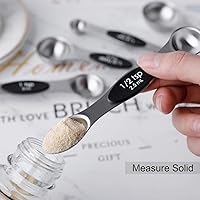 Vista 4 de Juego de 7 cucharas medidoras magnéticas de acero inoxidable de doble cara para medir ingredientes secos y líquidos