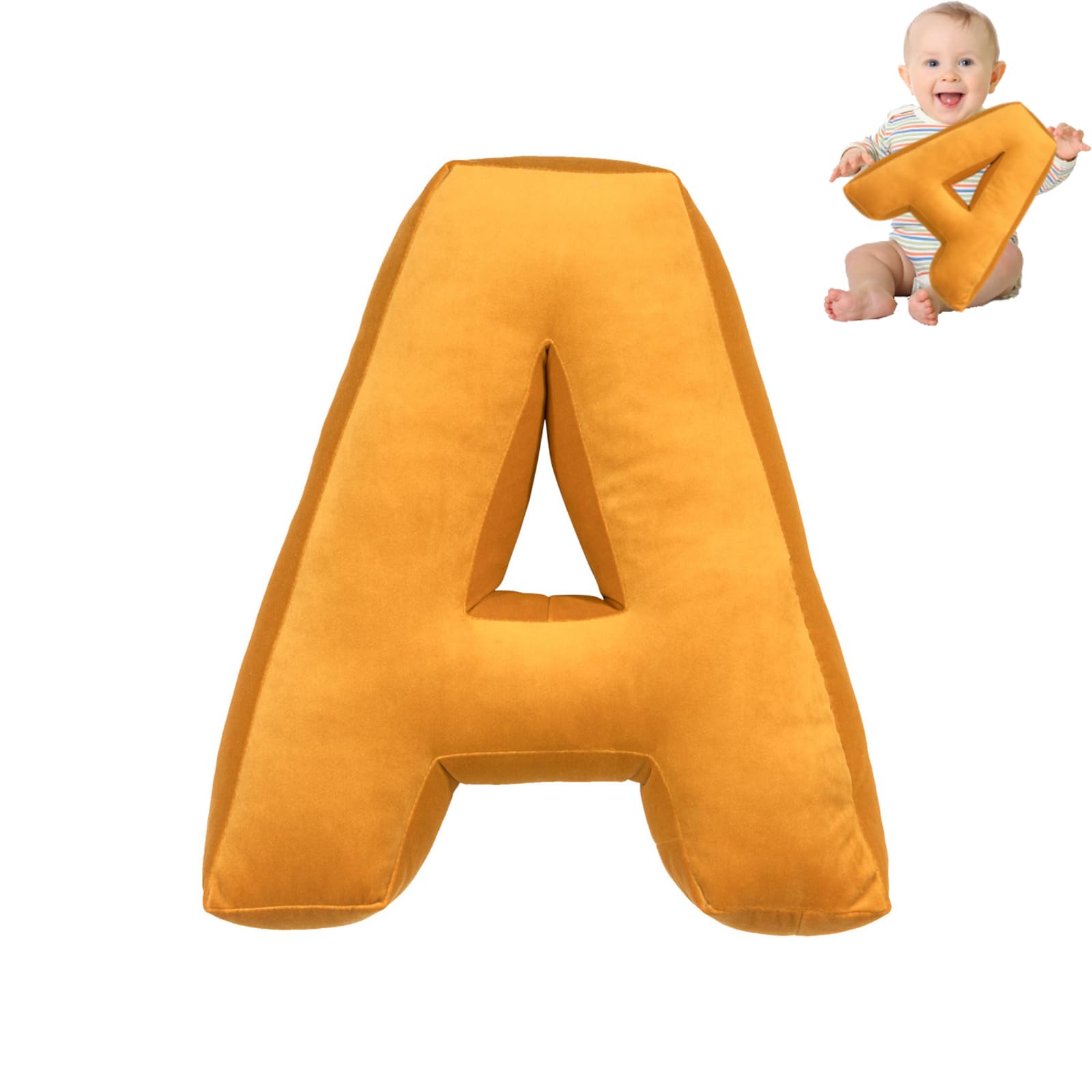 Cuscino a forma di lettera di peluche, 40 x 35 x 10 cm, 26 cuscini dell'alfabeto inglese, carino, inglese, alfabeto, per camera dei bambini, divano, letto, pavimento, decorazione per la casa (A)