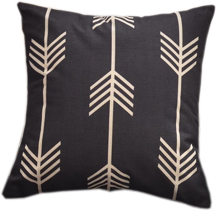 Mordenfun 18 x 18 Inch Black Direction Marker Decorative Pillow Covers Geometric Pattern Pillow Case for Sofa Square Canvas Throw Pillows for Couch
