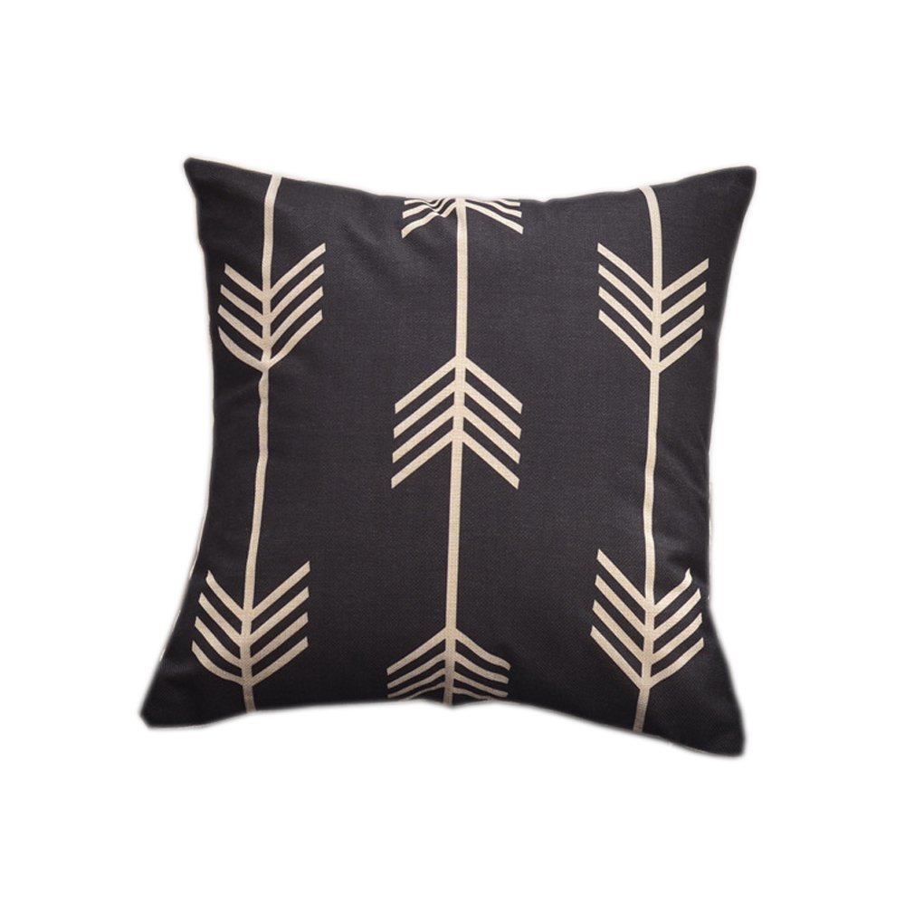 Mordenfun 18 x 18 Inch Black Direction Marker Decorative Pillow Covers Geometric Pattern Pillow Case for Sofa Square Canvas Throw Pillows for Couch