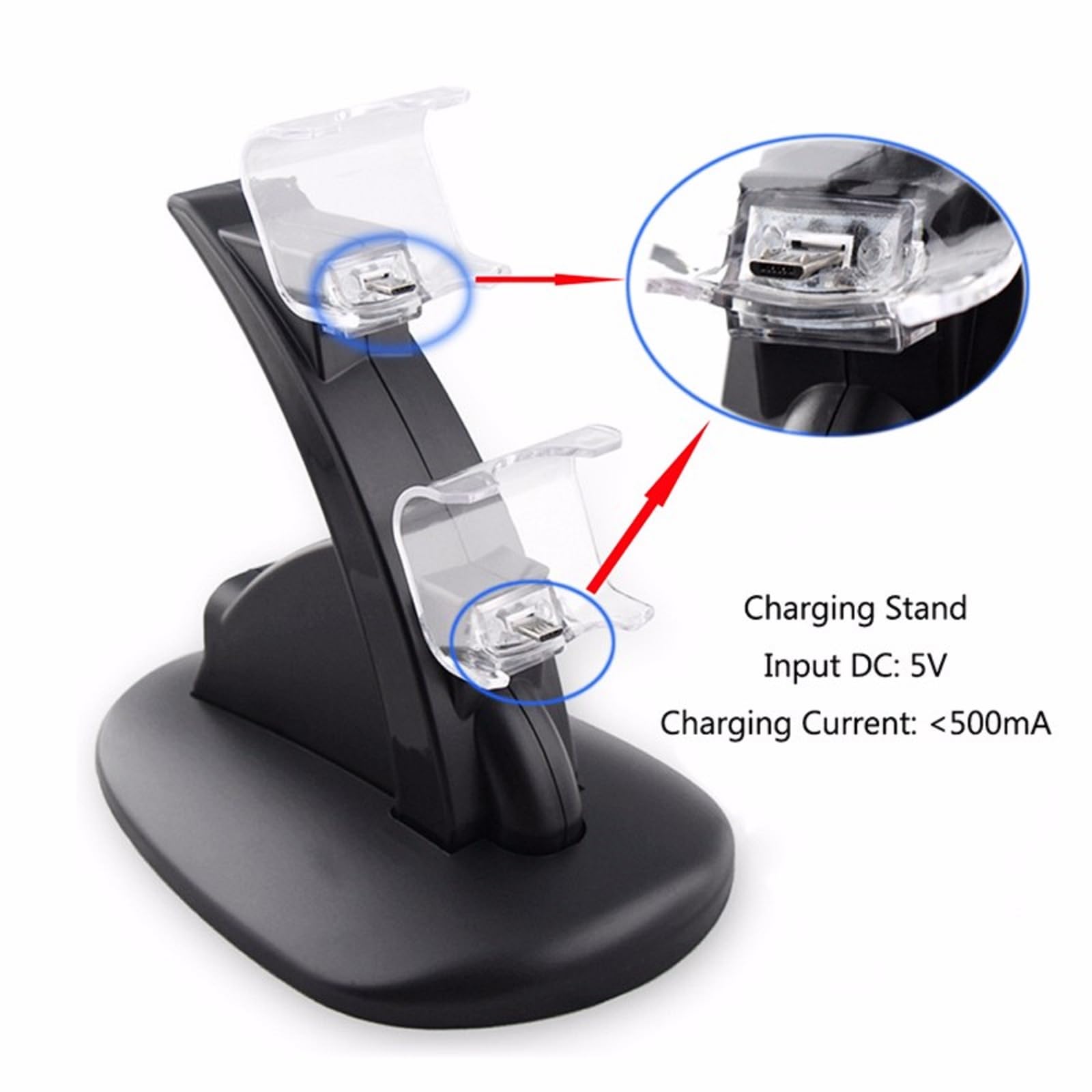 BARAC Caricabatterie per controller PS4, stazione di ricarica con telecomando PS 4 ricarica rapida con indicatore LED, stazione di controllo Sony Playstation 4/PS4/Pro/slim