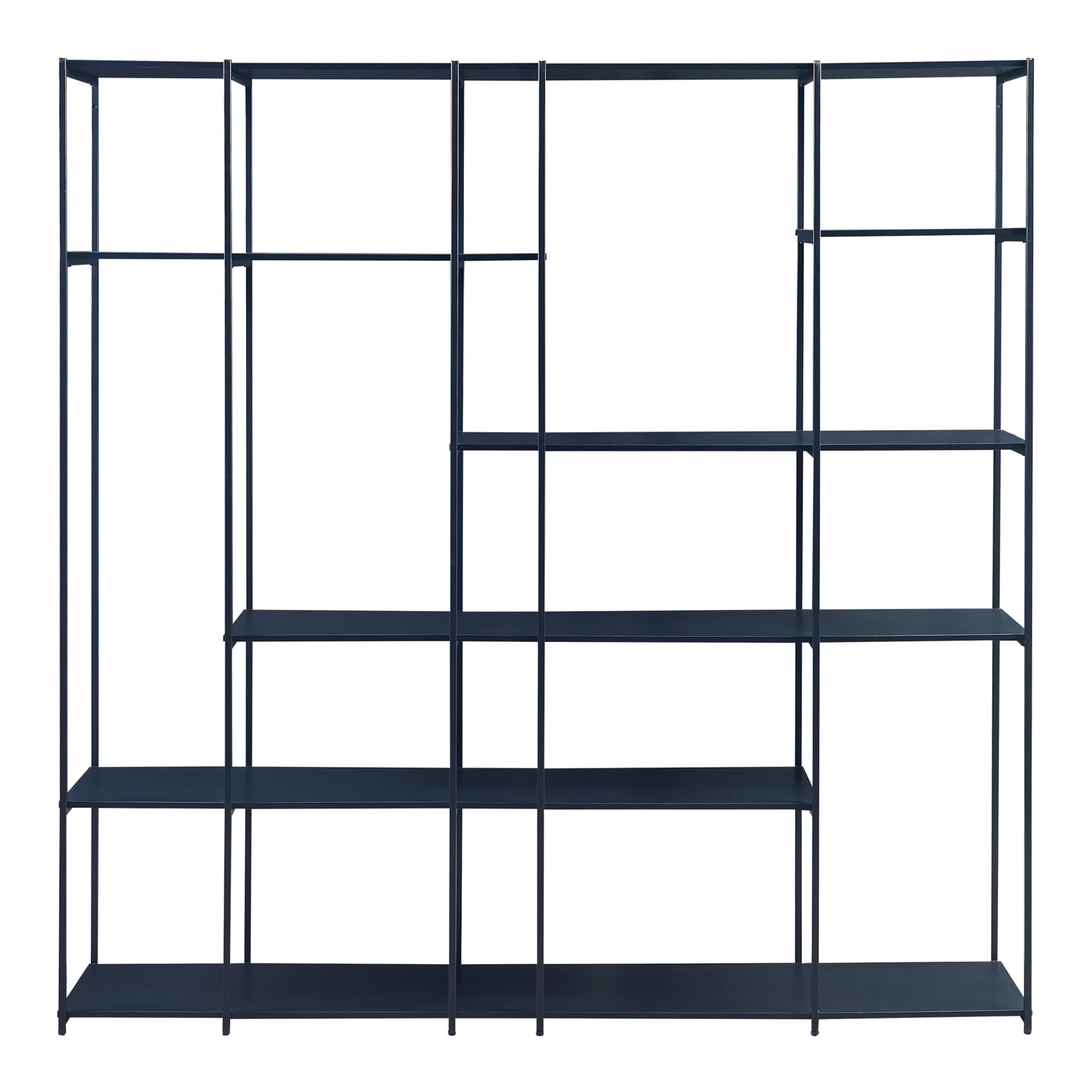 [en.casa] Scaffale da Terra Libreria con Ripiani Aperti Mobile Espositore per Casa Ufficio Negozio Scaffale Divisorio per Open Space 180 x 180 x 33 cm Nero