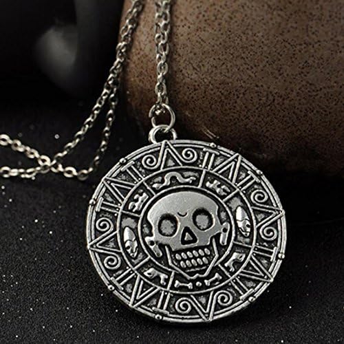 Growthci Pirates of the Caribbean Aztec Gold Coin Necklace Mens Skull Pendant Jewelry