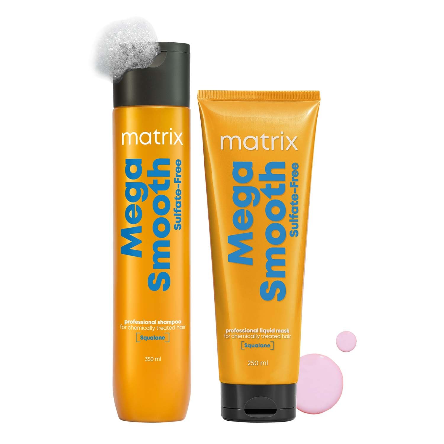 Matrix Mega Smooth Sulfate-free Shampoo(350ml) and Mask (250ml) with Squalene and Bonding Blend for Gentle Cleansing and Bond Repair| Smoothens Hair, Safe for Chemically Treated Hair-image-3
