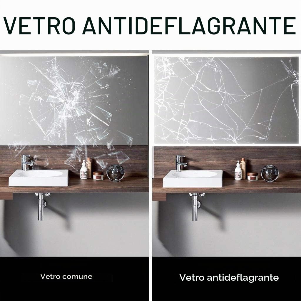 Dripex Specchio da Bagno con Illuminazione, Specchio LED con Interruttore Touch e Funzione Anti-appannamento, 100 x 60 cm, Bianco Freddo 6400 K