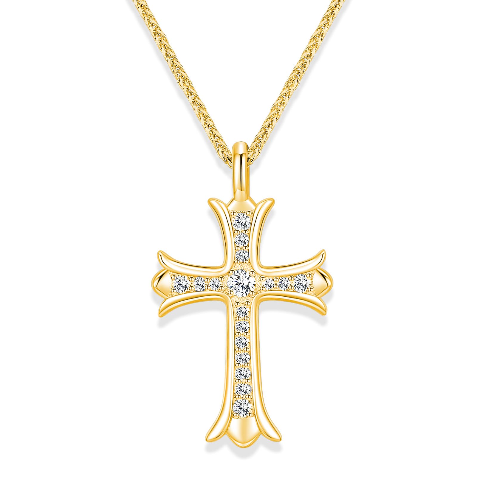 SugarTang Moissanite Cross Necklace for Men and Women, Diamond Cross Necklace, Gold Plated/S925 Sterling Silver Cross Pendant Necklace for Boys and Girls,Father's Day
