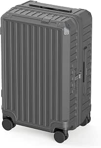 Roaming 24-inch Medium Checked Hardside Suitcase with Spinner Wheels and TSA Lock - Grey