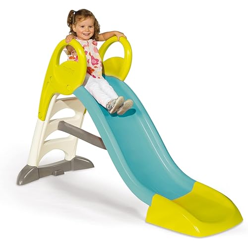 Smoby - KS Slide Blue/Green, 150 cm Sliding Surface, Non-Slip Steps, Anti-UV Treatment, with Water Connection for Garden Hose, Ages 2+ (820505)