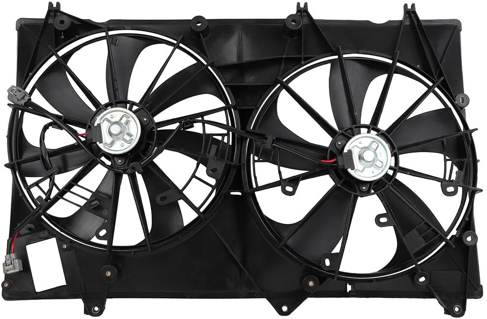 Engine Radiator Cooling Fan Assembly Fit 2008-2013 for Toyota Highlander, Radiator Condenser Fan Assembly Driver Passenger Side/LH RH 622010 621-174