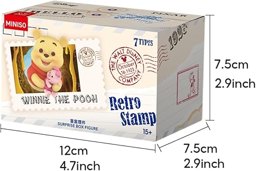 Miniatura 3 de MINISO Disney Winnie The Pooh Retro Stamp Collection - Figura de caja ciega de diseño aleatorio, caja sorpresa de Mickey, juguete coleccionable