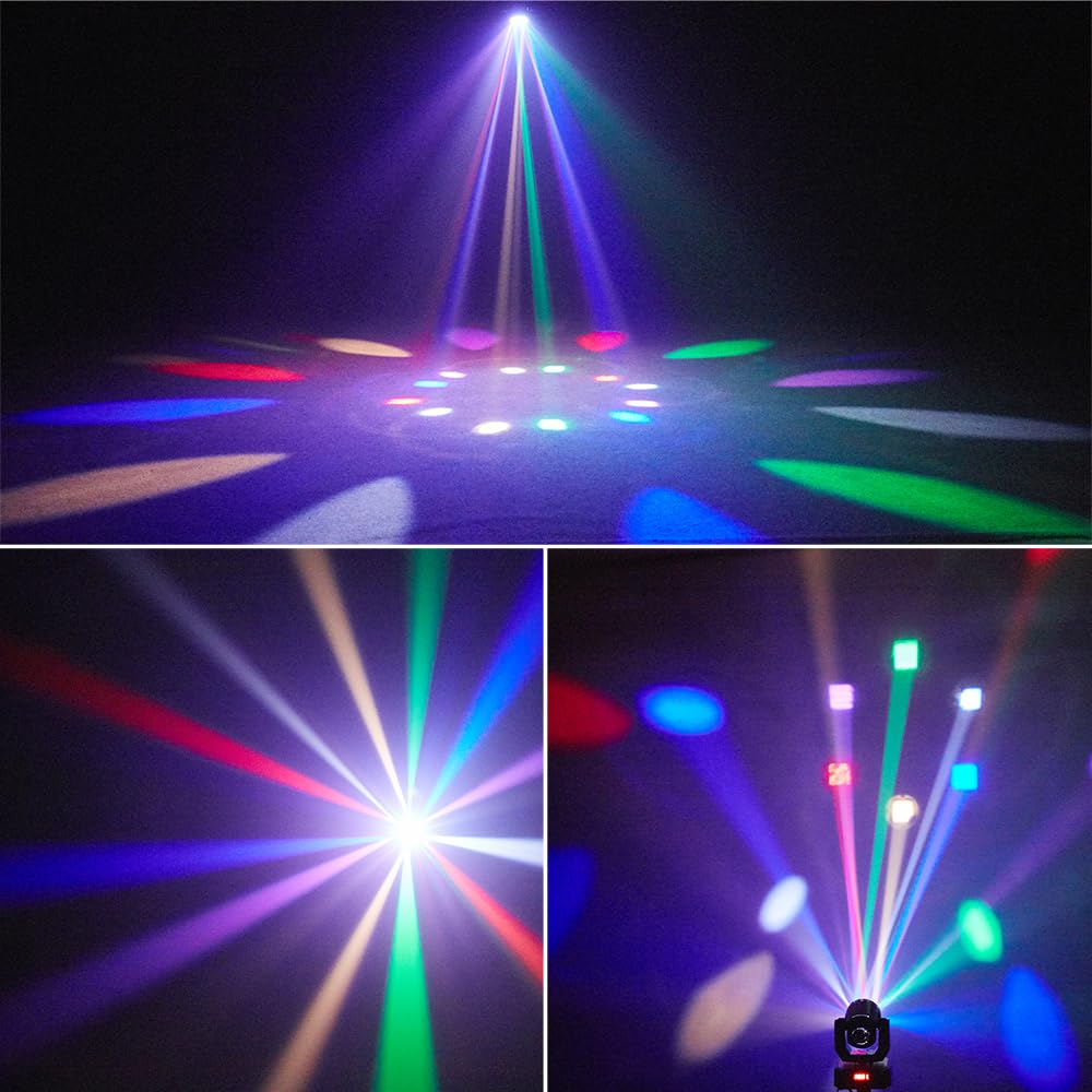 Mini luce a testa mobile, 30 W, luci a LED compatte per palcoscenico DJ, testa mobile occhi d'api con effetti aureola, telecomando/DMX512/controllo del suono per matrimoni, DJ party, discoteca
