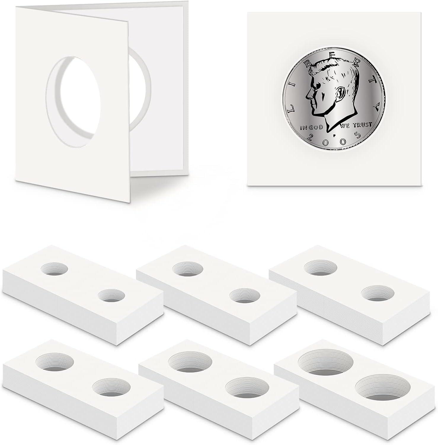 120 Pieces Self Adhesive Coin Holders, Cardboard 2x2