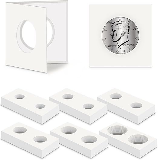 120 Pieces Self Adhesive Coin Holders, Cardboard 2x2 Holders, 6