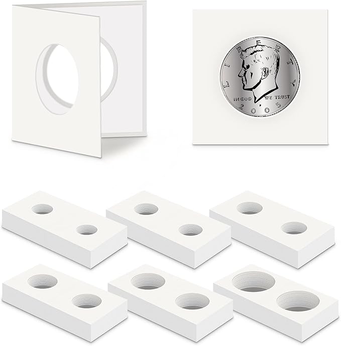 120 Pieces Self Adhesive Coin Holders, Cardboard 2x2