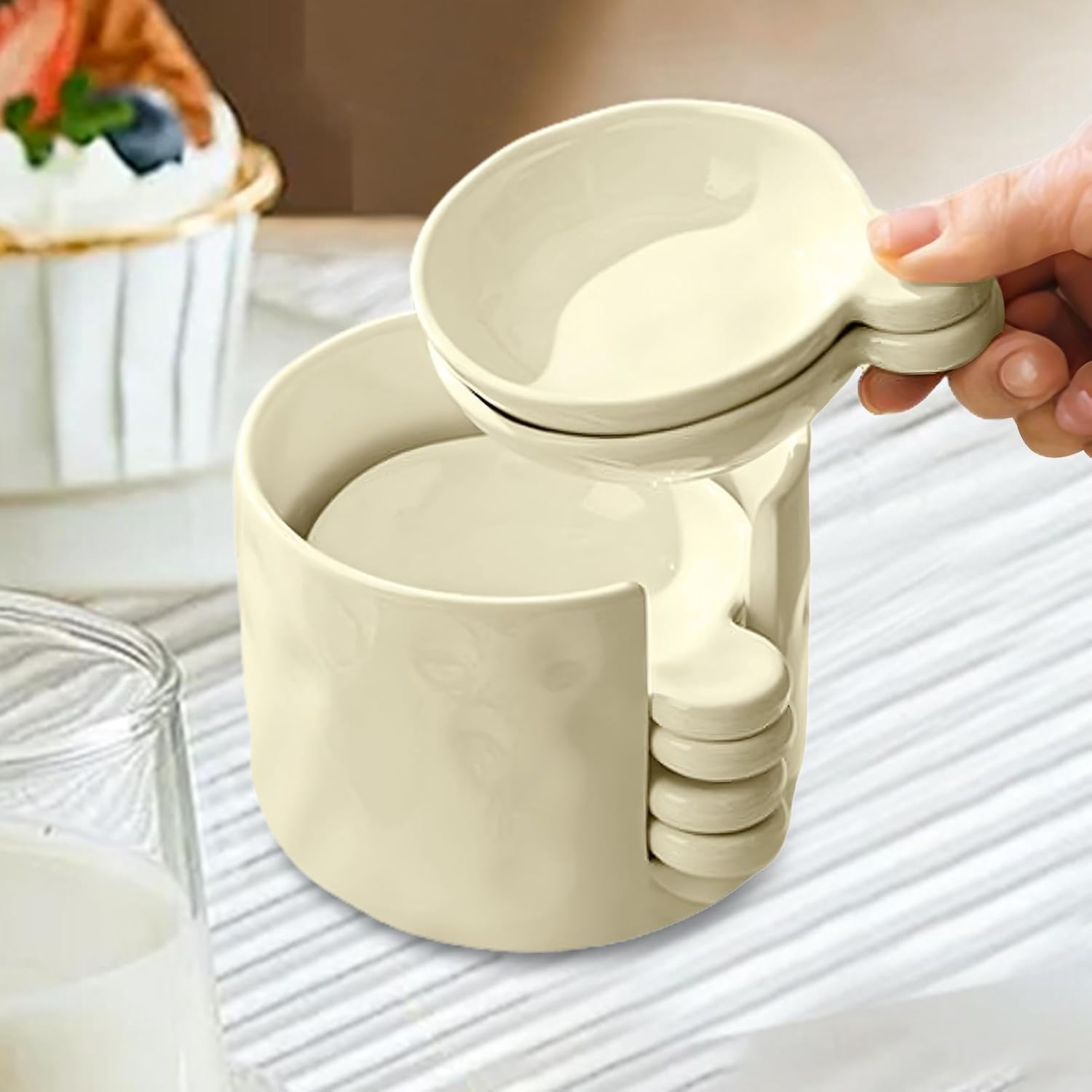 Dipping Sauce Plates and Holder - Ceramic Mini Container | Seasoning Dipping Bowls with Storage Box,Condiment Dressing Container for Ketchup Soy Sauce Party Snack Fruit