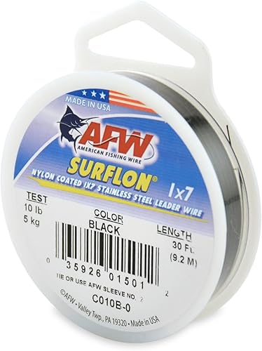 Miniatura 31 de Alambre de pesca americano Surflon recubierto de nailon de 1 x 7 pulgadas, línea líder de pesca para agua salada, prueba de 10 libras, prueba de 250