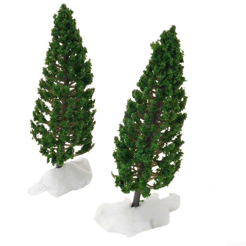 10 árboles de pino de plástico verde para escala G, diseño de ferrocarril, decoración de paisajes, accesorios de diorama, 11 cm de altura