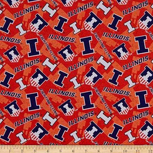 NCAA Illinois Fighting Illini Tone on Tone Cotton, Fabric by the Yard