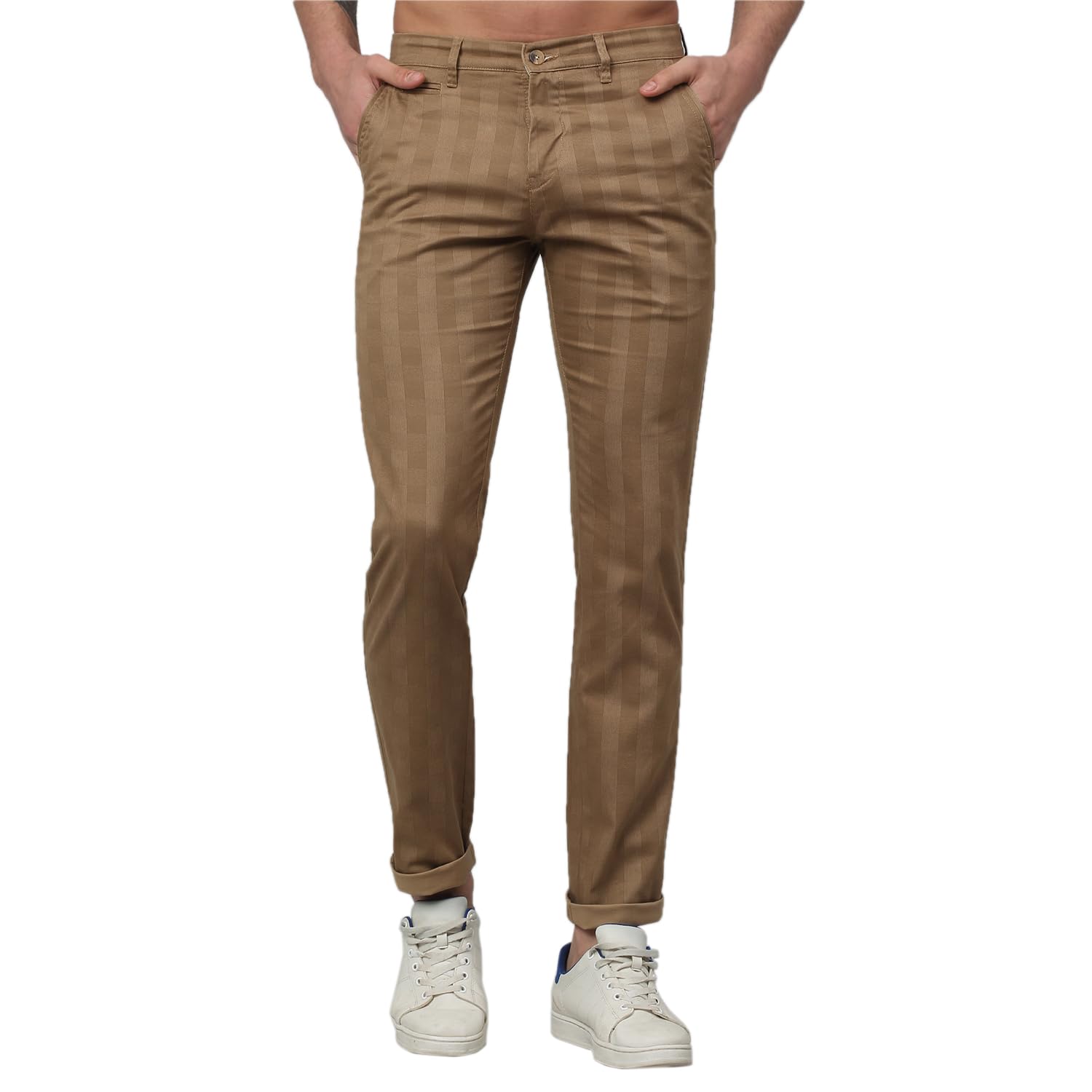 cantabil Checkered Non Pleated Regular Fit Mid Rise Casual Trousers for Men | Casual Pants for Men | Casual Wear Regular Fit Trousers for Men (P_MTRC00128)-picture-19