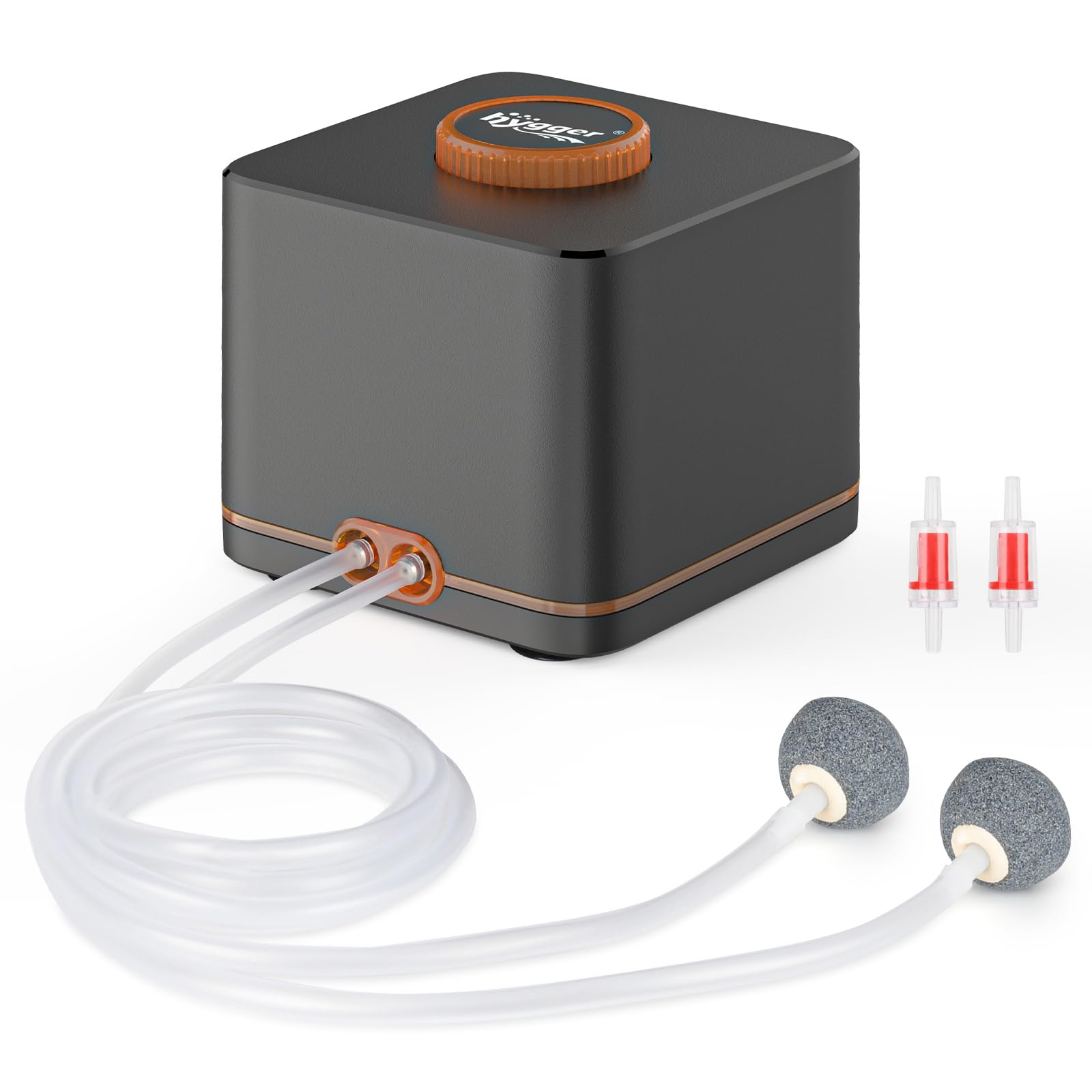 Fish Tank Air Pump Kit 4W/7W for 20-450 Litre Aquarium Air Pump with Air Stone Stainless Steel Dual Outlet Adjustable Oxygen Aerator Pump