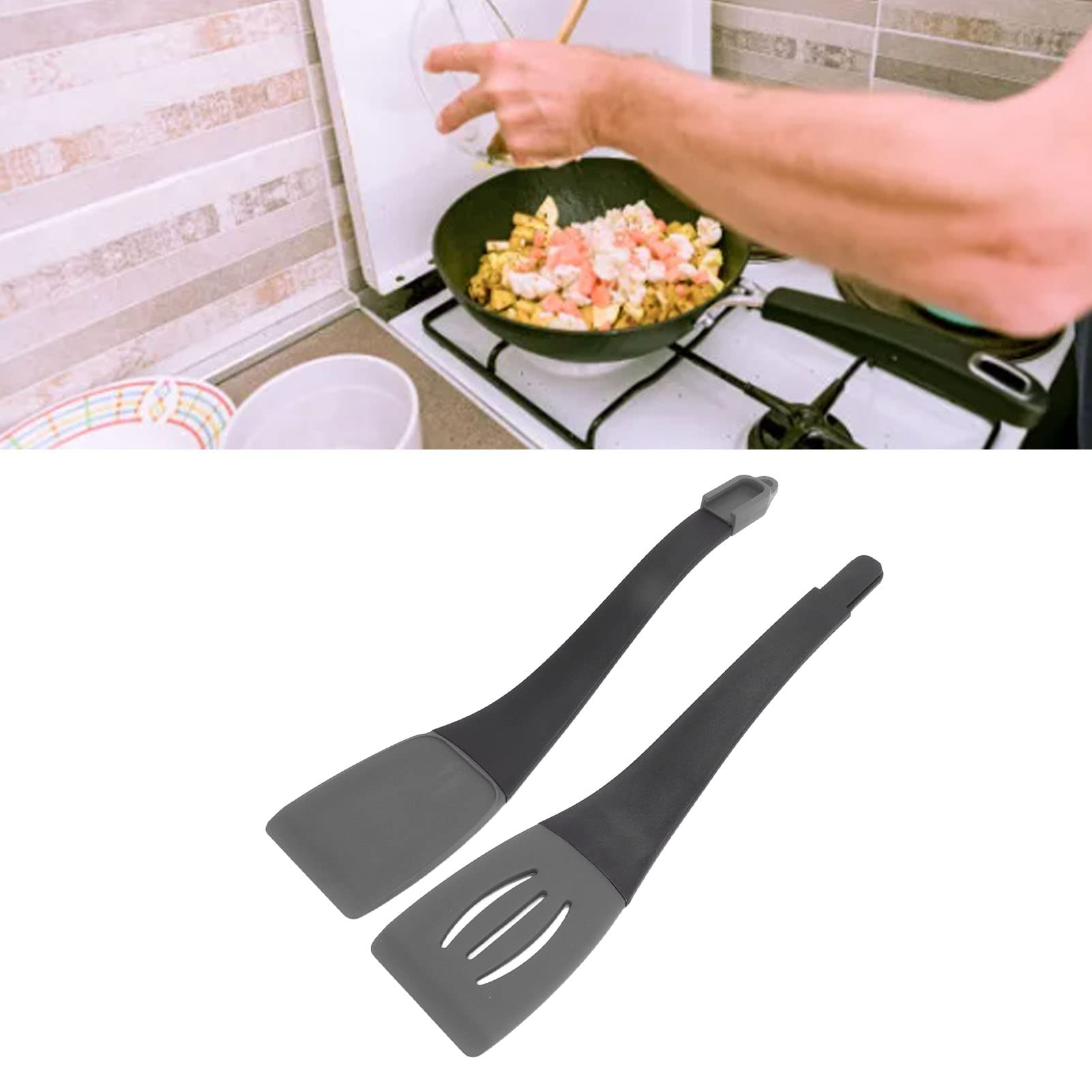 3-in-1 Silikon-Küchenzange – Spachtel, Schaufel & Greifer, Hitzebeständig Bis 230°C