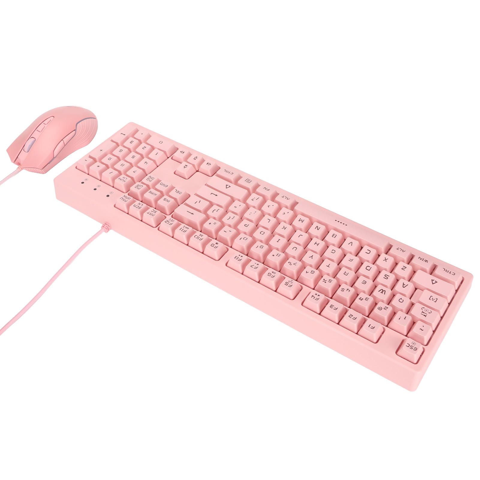 Zestaw Przewodowej Klawiatury i Myszy Wodoodporny RGB 6 Poziomów DPI Regulowany dla Systemu OS X Antypoślizgowy Ergonomiczny Kształt Różowy materiał ABS 104 Klawisze do Użytku Domowego w
