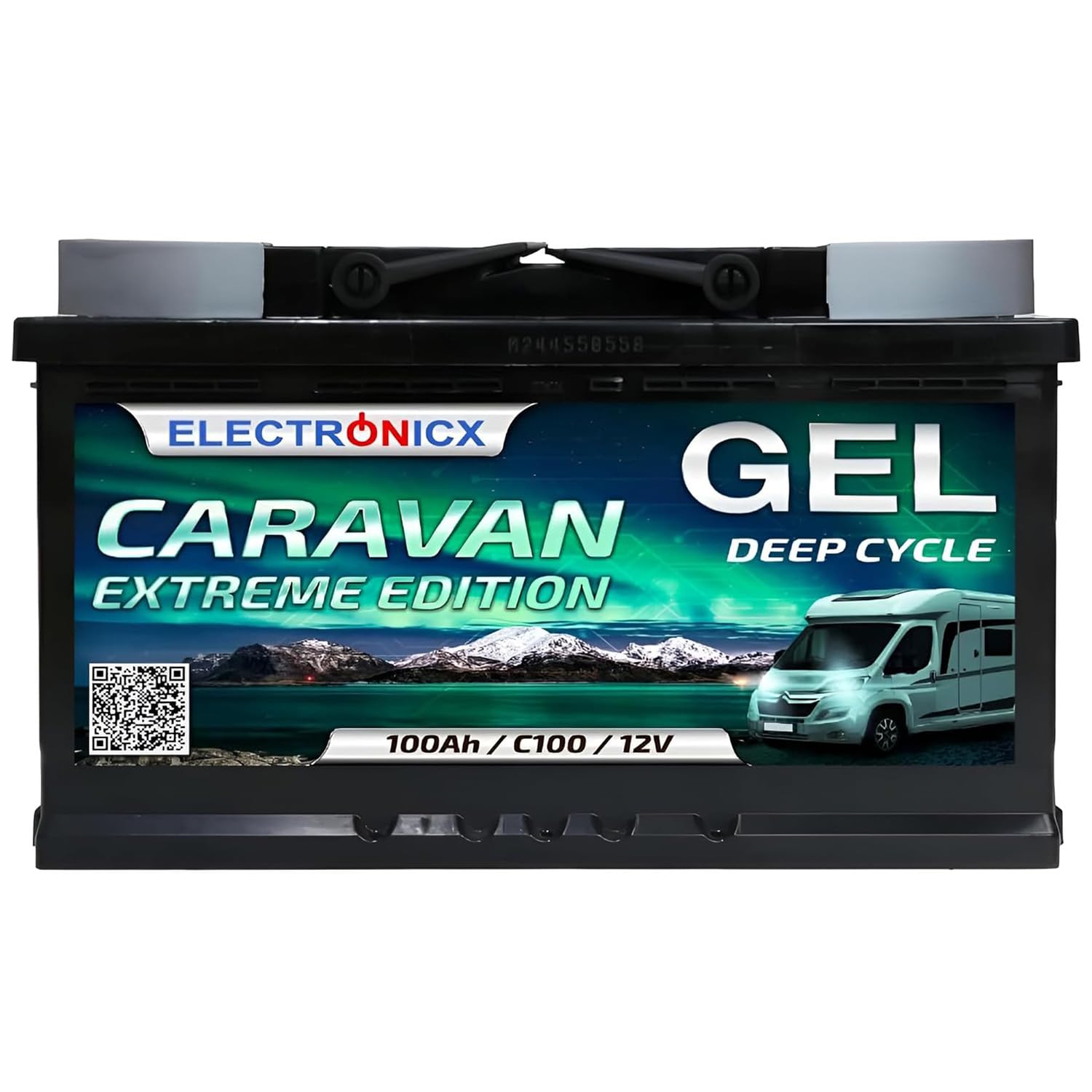 Electronicx Caravan Extreme Edition 100Ah / C100 / 12V Batterie Gel – 100 Ah – Batterie 12V Camping-Car, Van, Bateau, Marine, Solaire – sans Entretien & Robuste – 278×175×190 mm