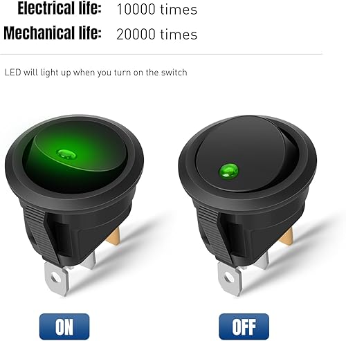 Vista 76 de Nilight 5 interruptores basculantes redondos impermeables con soporte de interruptores de arnés de cableado de 12 V 24 V LED azul iluminado