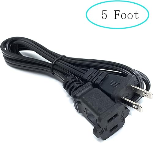 Miniatura 2 de Cables de extensión de 2 puntas, cable de alimentación pequeño para interiores de 5 pies macho a hembra, 18 AWG, cable de extensión de dos clavijas