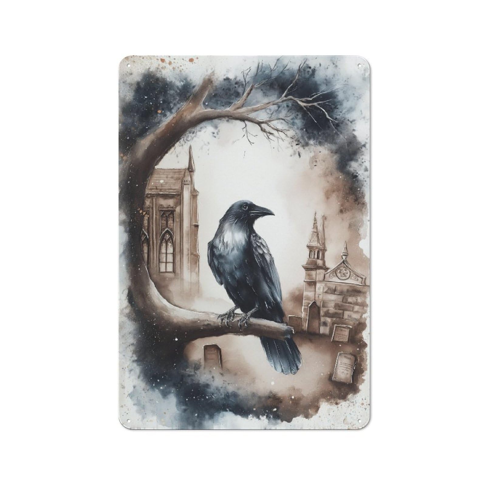 Junmoney Raven's Gaze Gothic Reverie Cottage Style Country Metal Sign 30X20cm, Farmhouse Wall Decor For Farmhouse Kitchen, Pantry Or Dining Area