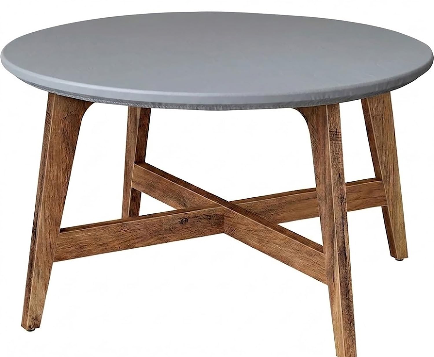 Round Fitted Tablecloth PU Leather Elasticated Edge Waterproof Cover