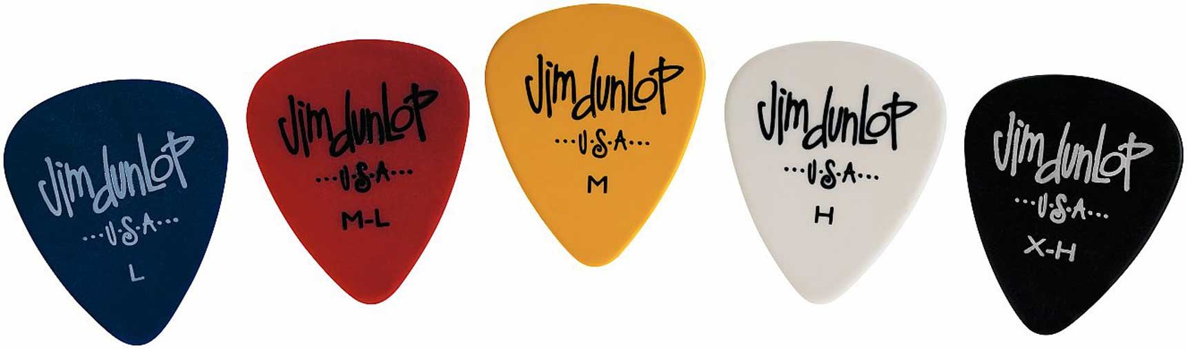 JIM DUNLOP Plektrum Poly Standard, Display de 432, Kaliber: Flexibel, Medium-Flexibel, Medium, Stark, extra Stark