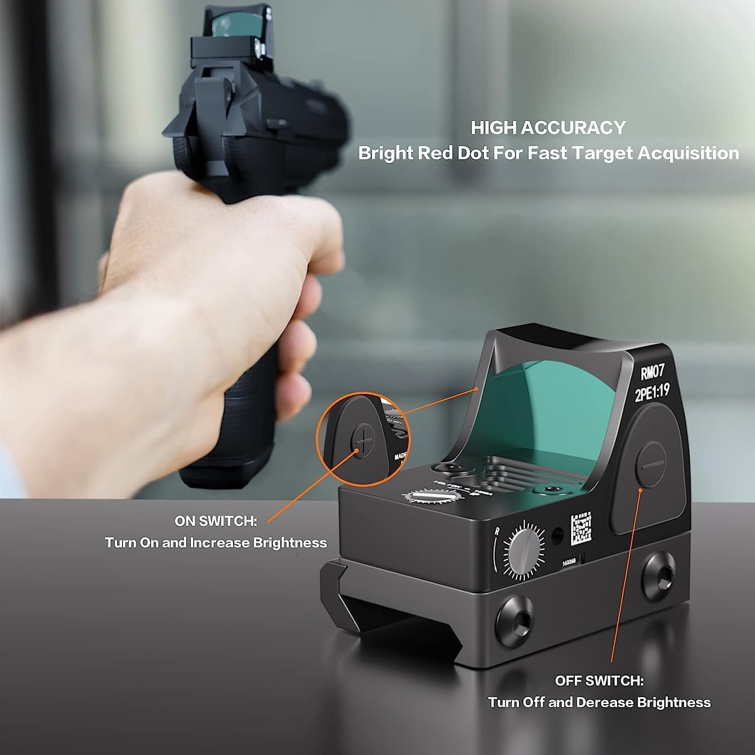 HIDENEL Red Dot Sight with 12 Brightness Settings - Durable with Long Battery Life-Proof Red Dot Scope-Base and Slide for Outdoor Hunting - for Rifle Pistols (black4) HIDENEL Red Dot Sight with 12 Brightness Settings - Durable with Long Battery Life-Proof Red Dot Scope-Base and Slide for Outdoor Hunting - for Rifle Pistols (black4)