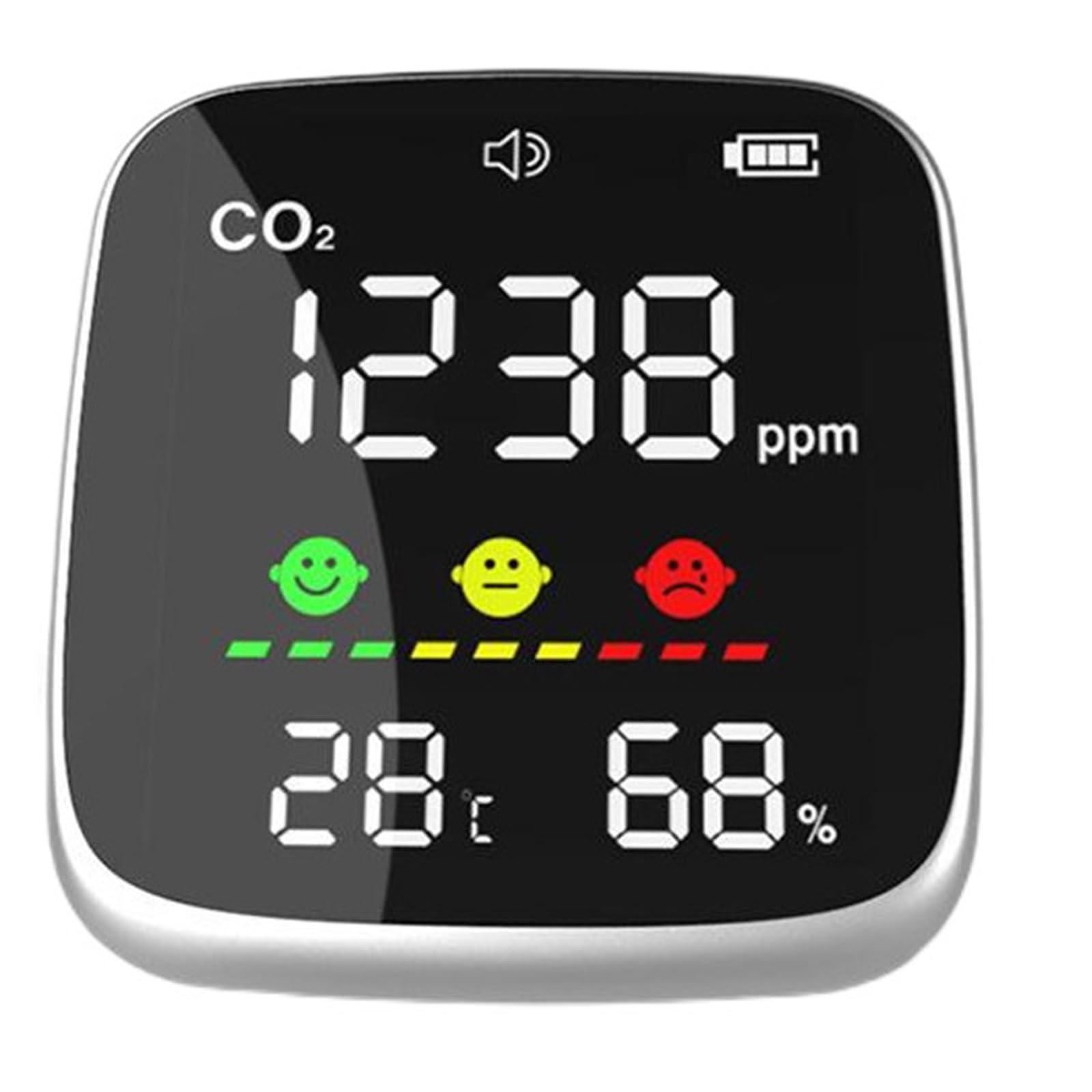 Vxdefp Ws-Dm77 Gas Detector, Portable Co2 Temperature Humidity Monitor Air Quality Infrared Ndir Detector