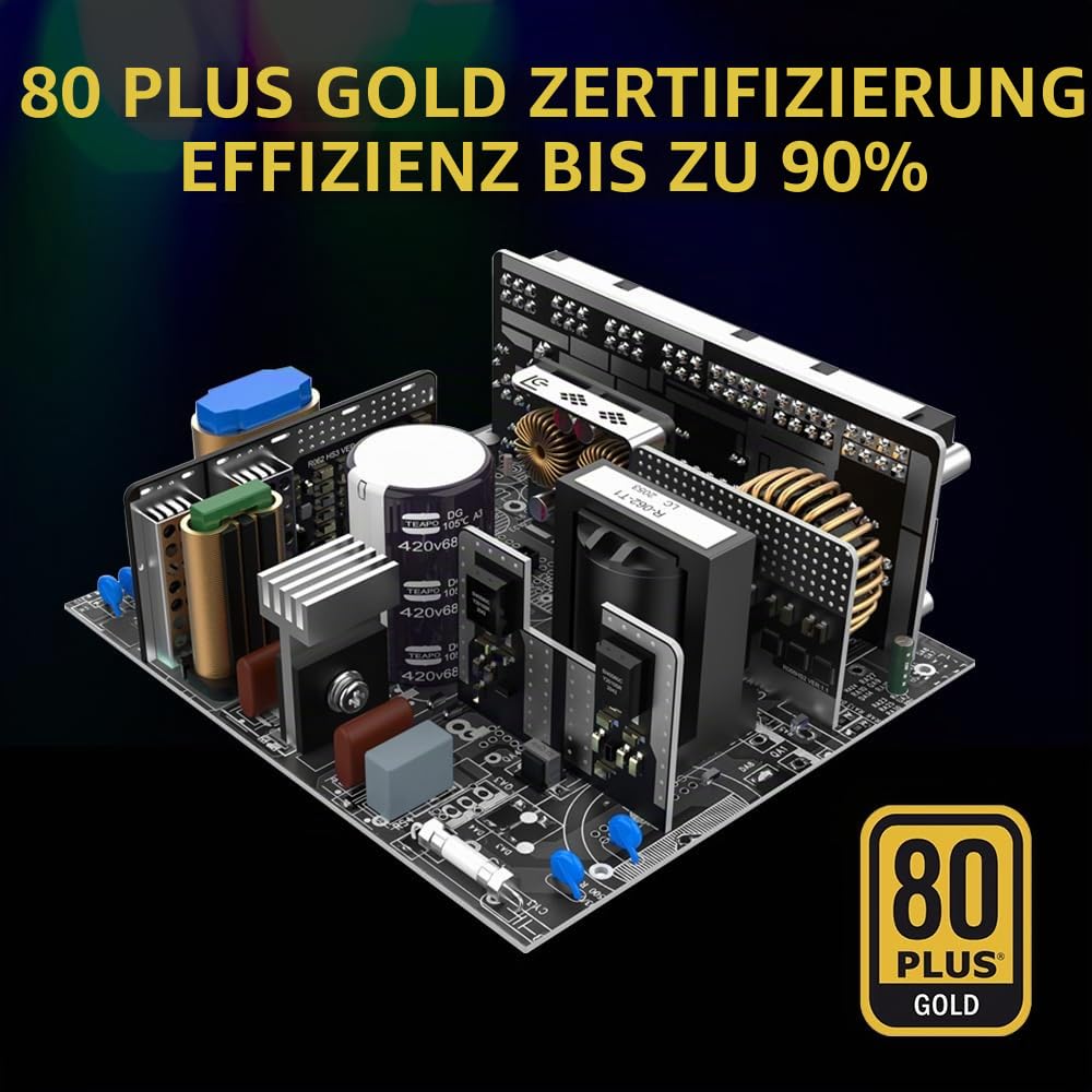 LC-POWER LC1000M V3.0 1000W ATX 3.0 PC-Netzteil – 80+ Gold Vollmodular – PCIe 5.0 12VHPWR – Super Silent 135mm Lüfter – für Gaming-PC & Workstation