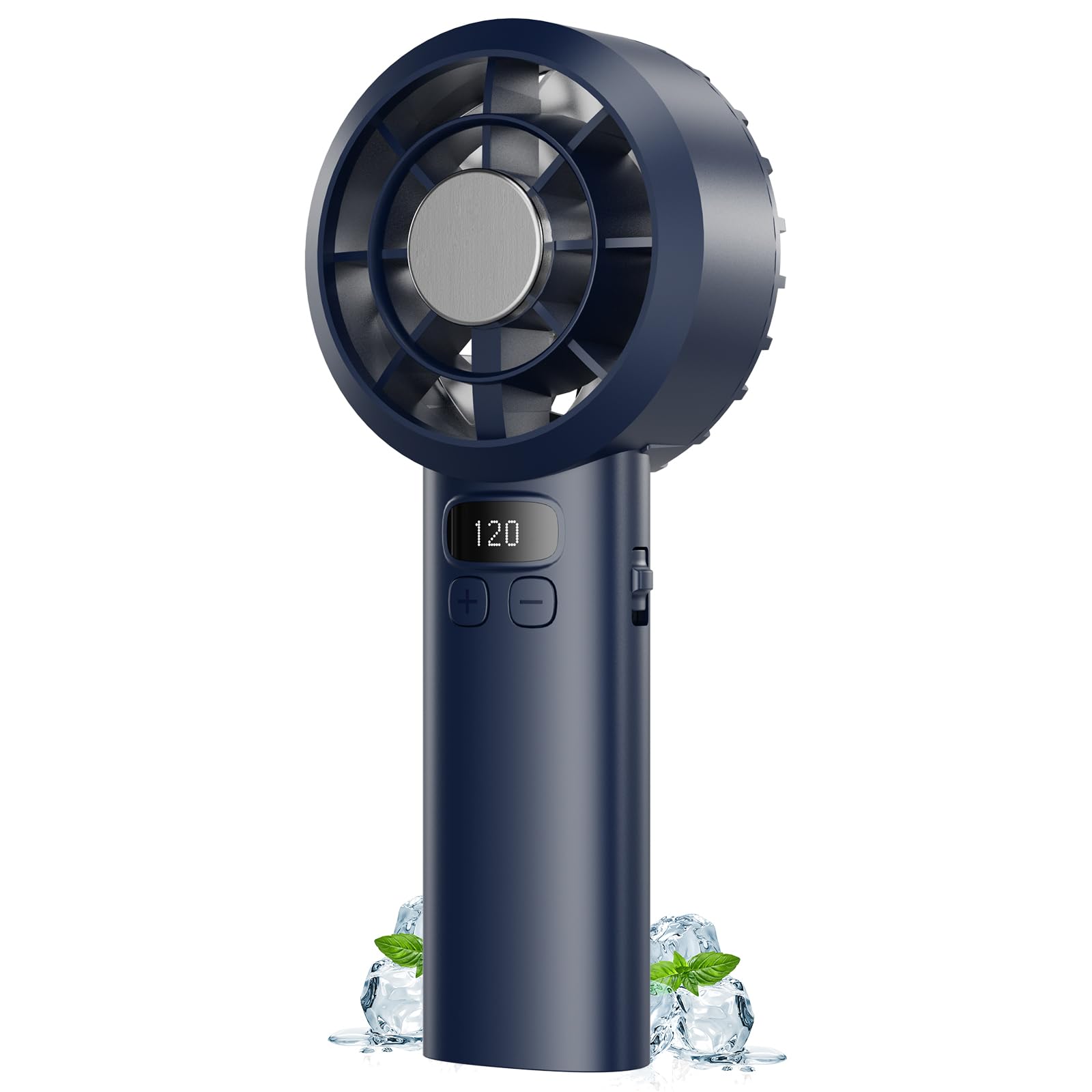 DDHTSAL USB Mini Tragbarer Handventilator Ventilator, 120 Geschwindigkeitsstufen mit LED-Display, 3000mAh Langzeitakku, 7000RPM Hochdrehzahl Starker Luftstrom, für Draußen Reise Büro Zuhause