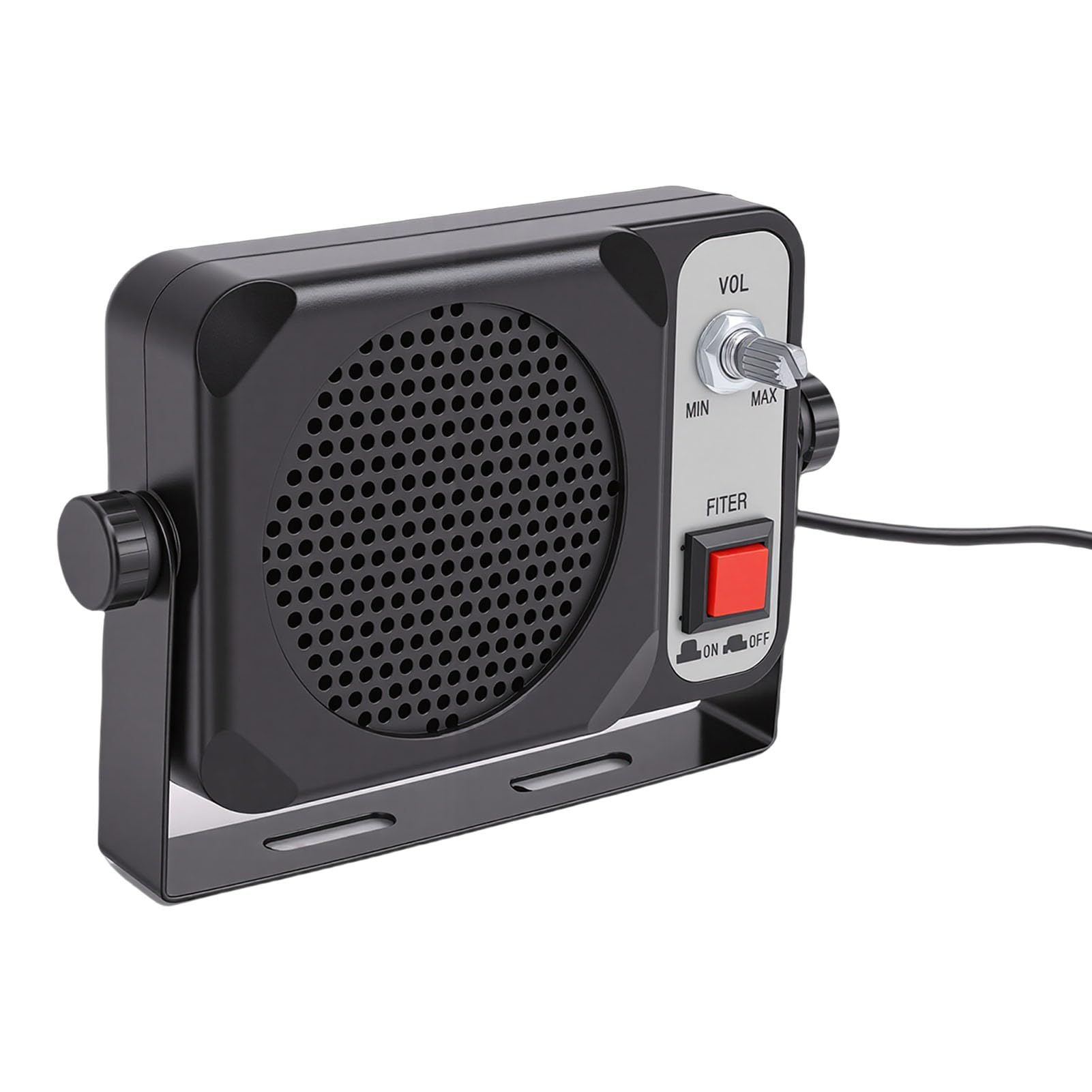 Spina da 3,5 Mm Altoparlante Esterno Design Compatto Audio Trasparente per Autoradio Radio CB 1,5 W Plastica Nera