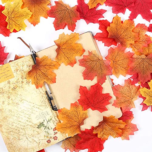 LATRAT 300 Pezzi foglie di acero artificiali, 6
