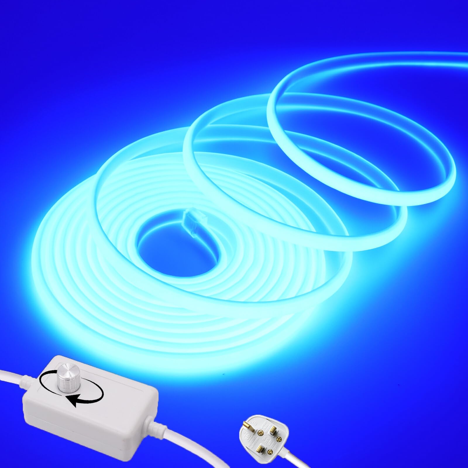 Wisada Dimmable Flexible COB LED Strip CRI90+[1M,Blue], 288 LEDs/m Cuttable FCOB LED Neon Strip Rope Light, AC220-240V, DIY Design, IP65 Waterproof Home & Shop Decorative Lighting Fairy Lights — image 1