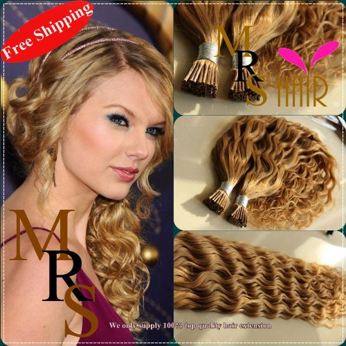 !!!27 22" 1g/pc Deep Curl Stick I tip Light Brown Hair