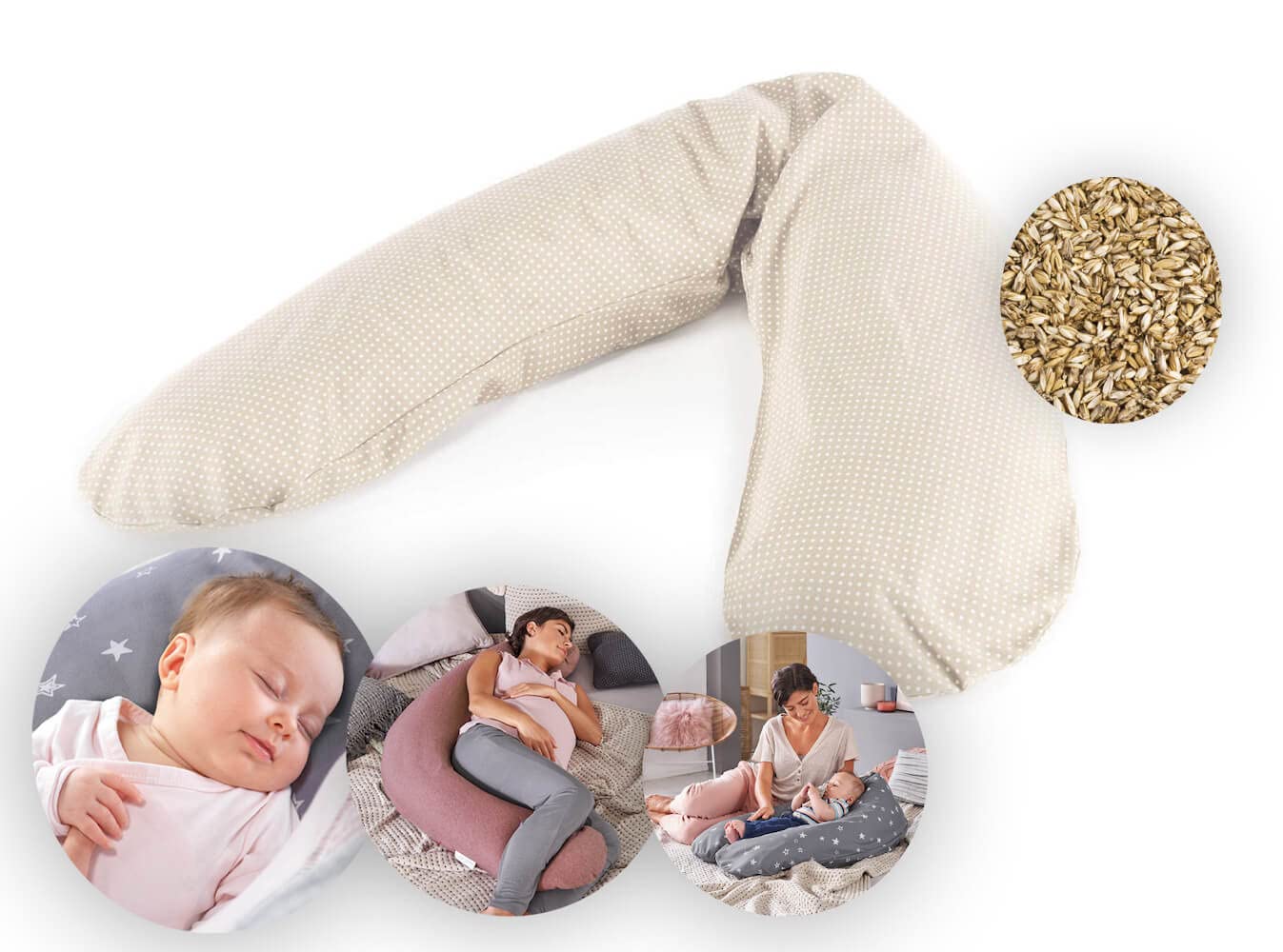 Theraline Stillkissen Das Original mit Dinkel Füllung - Farbe: 75 Punkte Beige