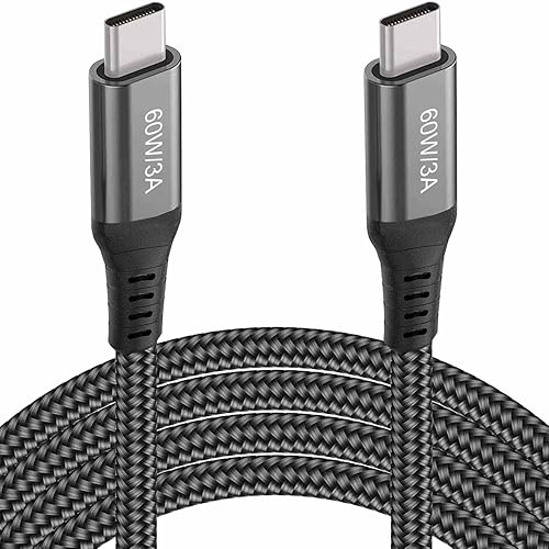Cable USB-C a USB-C de 30 pies de 60 W, cable USB tipo C a tipo C 2.0, cable de carga USB C para iPhone 15, MacBook Pro 2020, iPad Air 5th, Galaxy