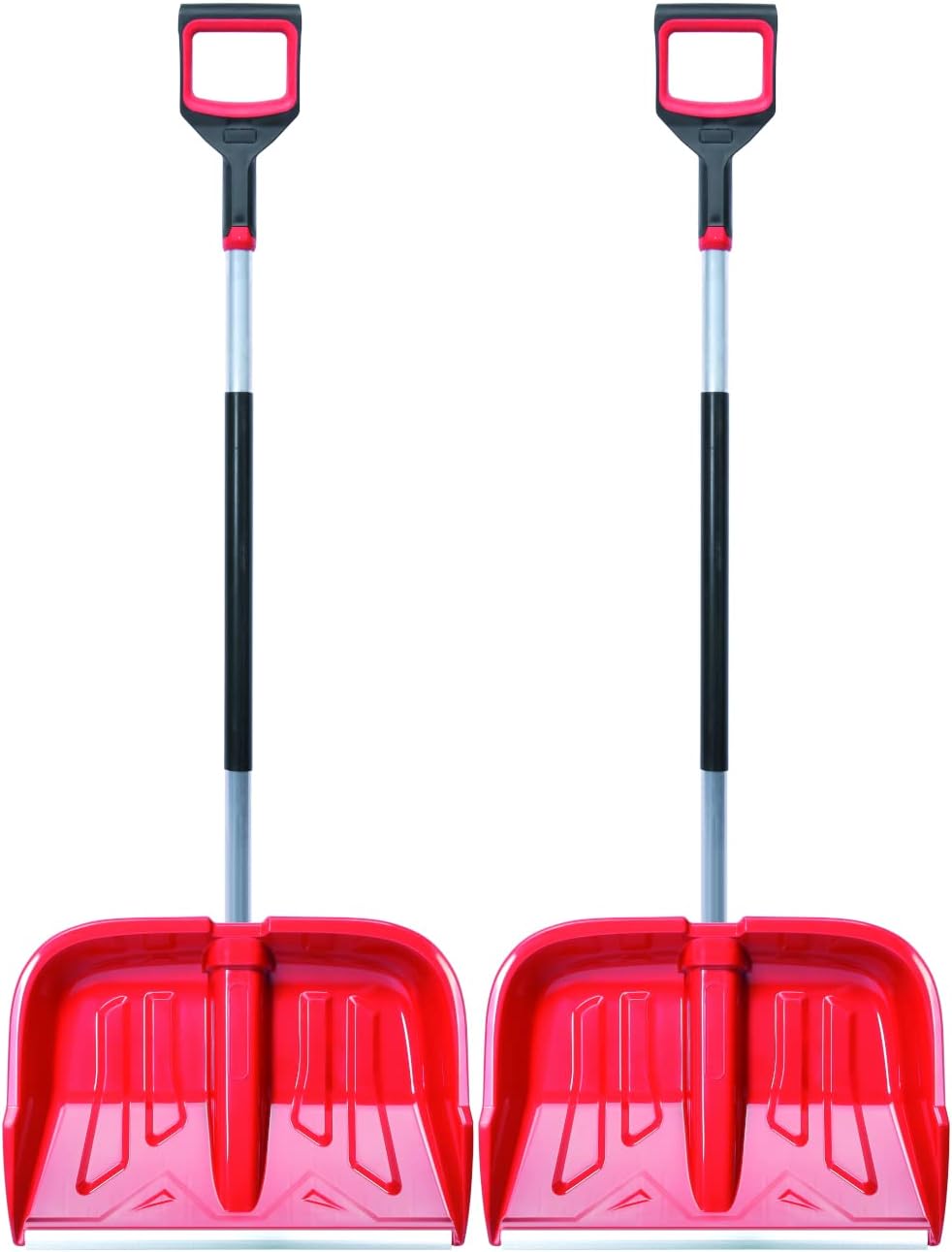 2 x Pala de nieve con mango ergonómico – Pala quitanieves para pequeñas y grandes cantidades de nieve – Hoja de plástico y mango de aluminio