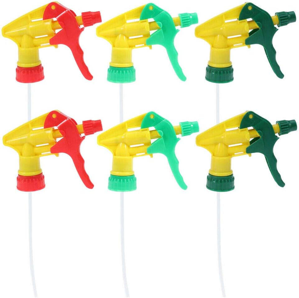 6pcs Random Color Spray Bottle Trigger Replacement Trigger Sprayer Nozzles, Heavy Duty Chemical Resistant Trigger Sprayer Spray Bottle Nozzle Head for Home Gardening Cleaning Watering