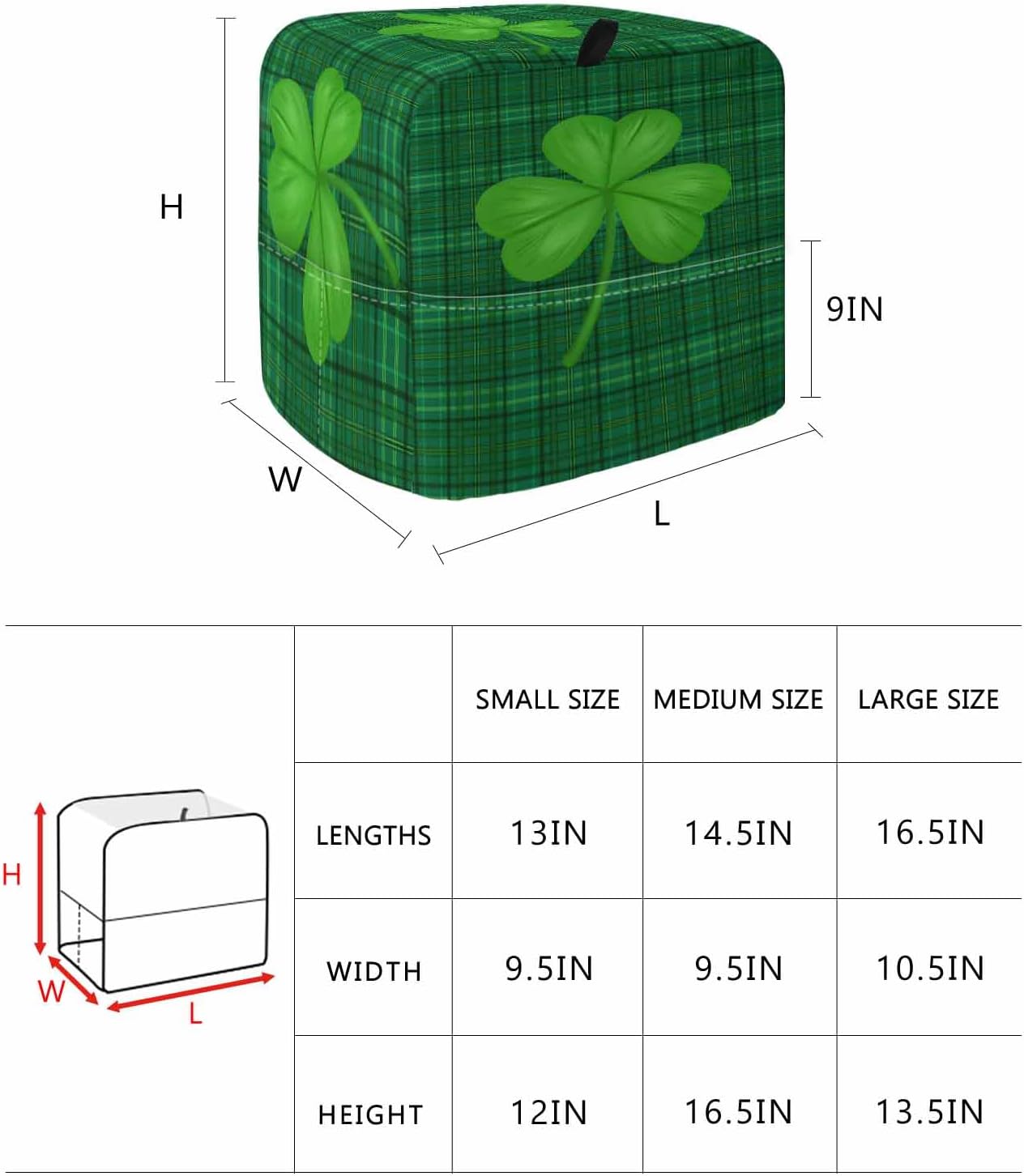 St. Patrick's Day Stand Mixer Cover with Storage Pocket, Waterproof Kitchen Mixer Covers, Spring Green Shamrock Grass Checked Kitchen Appliance Dust Cover Compatible with 5-8 Quart Mixers