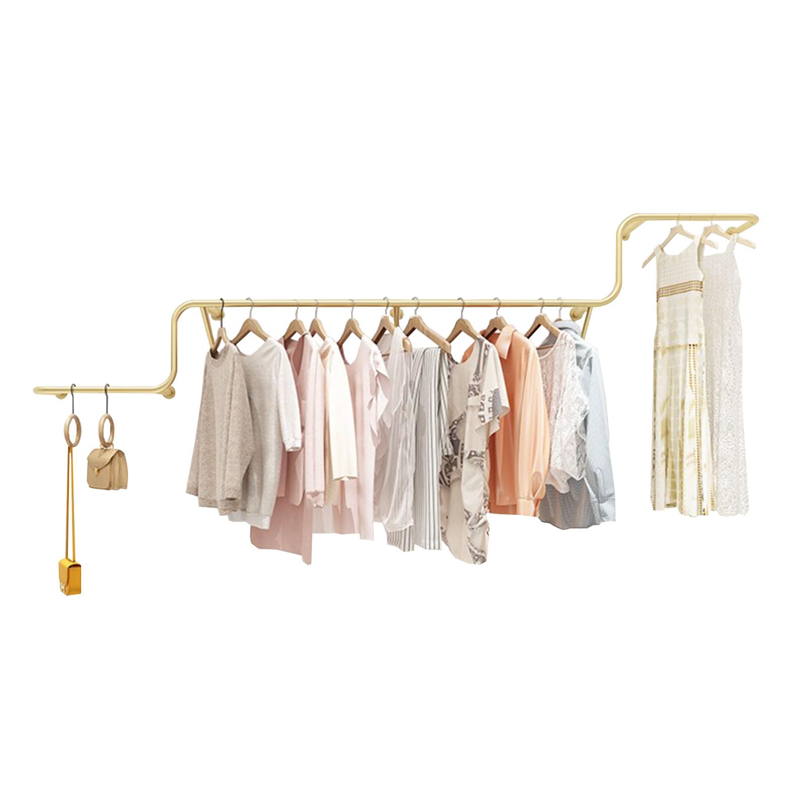 HIYOUGO Metal Wall Mounted Clothing Rack, Heavy Duty Garment Rack for Hanging Clothes, Industrial Pipe Clothing Hanging Rack for Boutique Retail Store Shopping Mall Showroom Bedroom