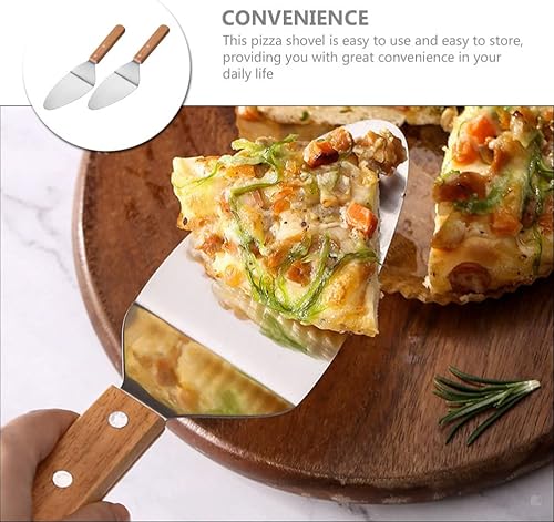 Miniatura 5 de Pala de pizza con mango de madera, pala de metal para pizza, pala para tarta, pala para tartas, servidor de parrilla, espátulas para hornear,
